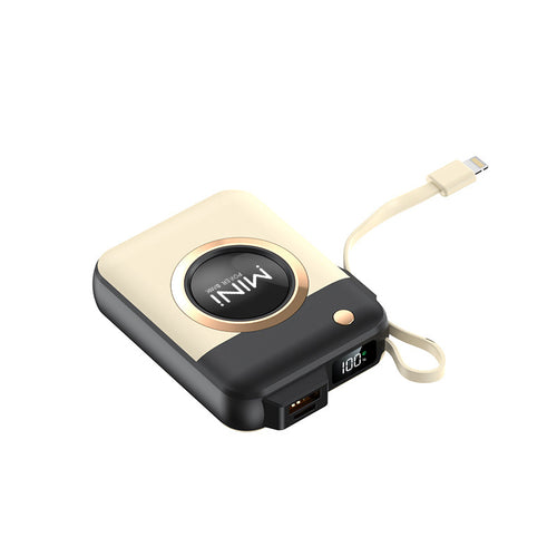 Portable Mini Power Bank with Integrated Charging Cable and Innovative Design Bowlift