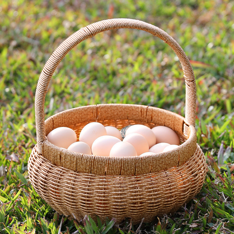 Unisex Handwoven Shopping Basket with Practical Handle Bowlift