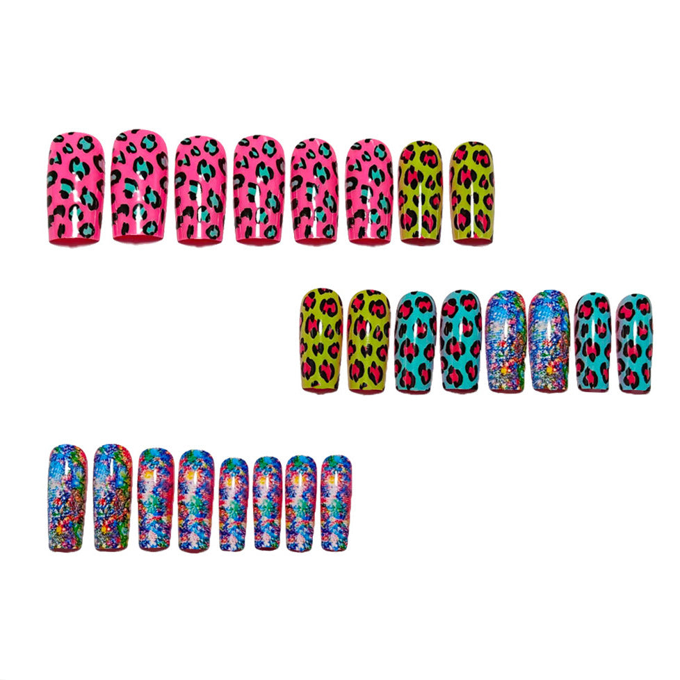 Colorful art nail creation with leopard motif Bowlift