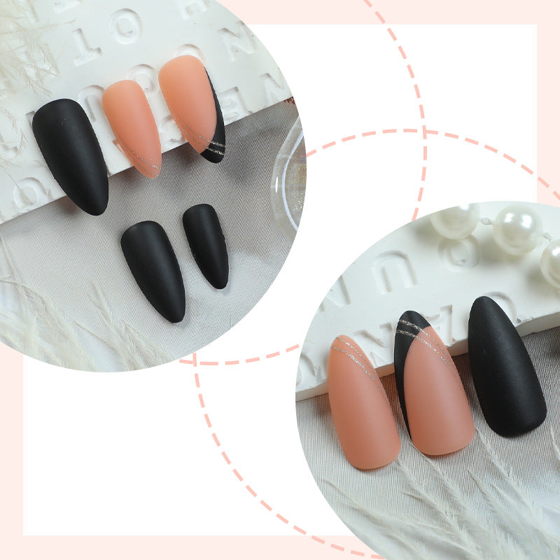 Elegant Press-On Nail Set with Matte and Glossy Finish Bowlift