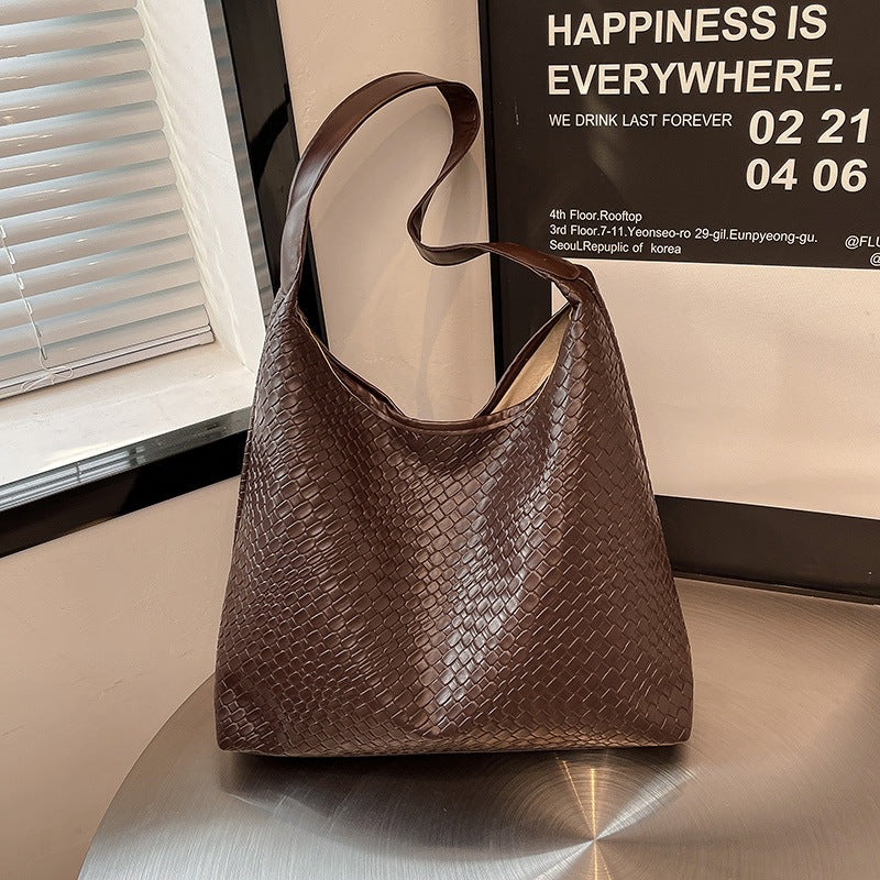 Woven Leather Shoulder Bag Bowlift