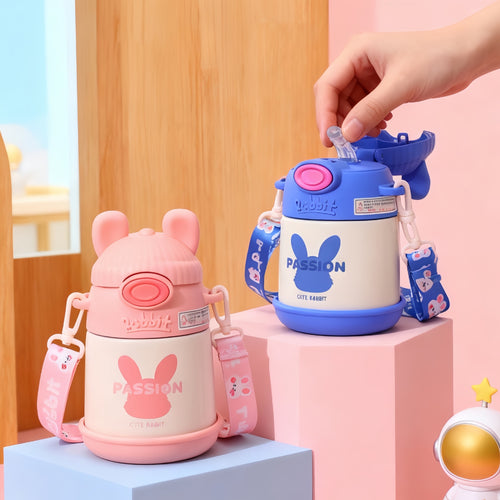 Ladies Insulated Children's Drinking Bottle with Practical Carrying Strap Bowlift