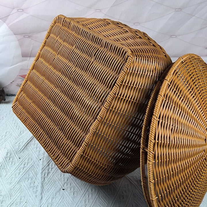 Lidded Woven Storage Basket Bowlift