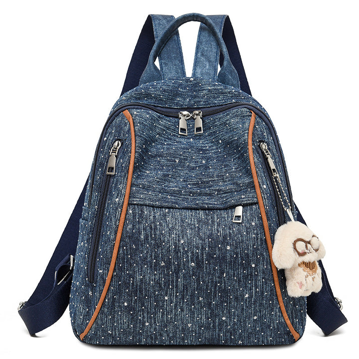 Casual Denim-Style Backpack Bowlift