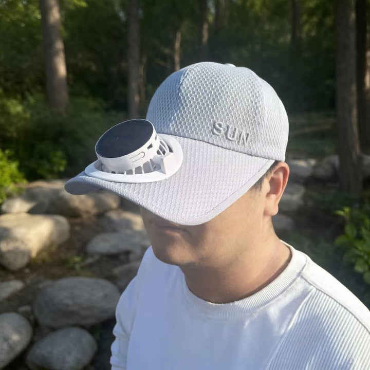 Sun Cap with removable solar fan, breathable mesh and adjustable umbrella Bowlift