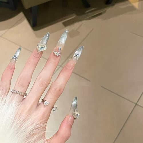 Elegant Crystal-Accented Press-On Nail Extensions Bowlift