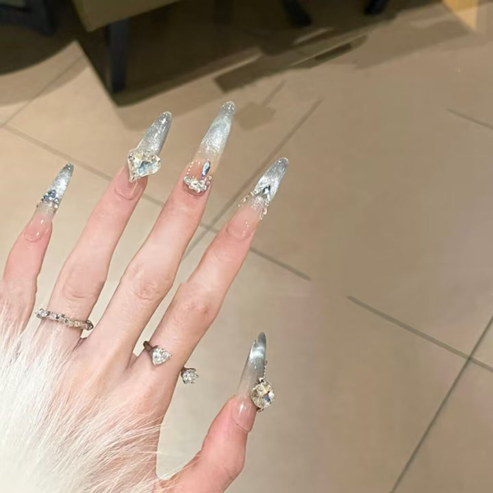 Decorative Press-On Nails with Gem Accents Bowlift