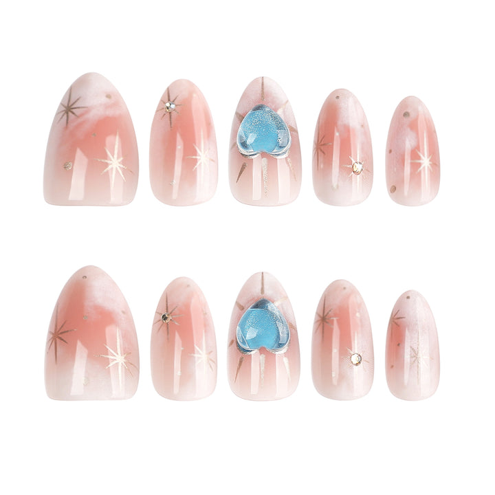 Nail design with decorative hearts and glitter accents Bowlift