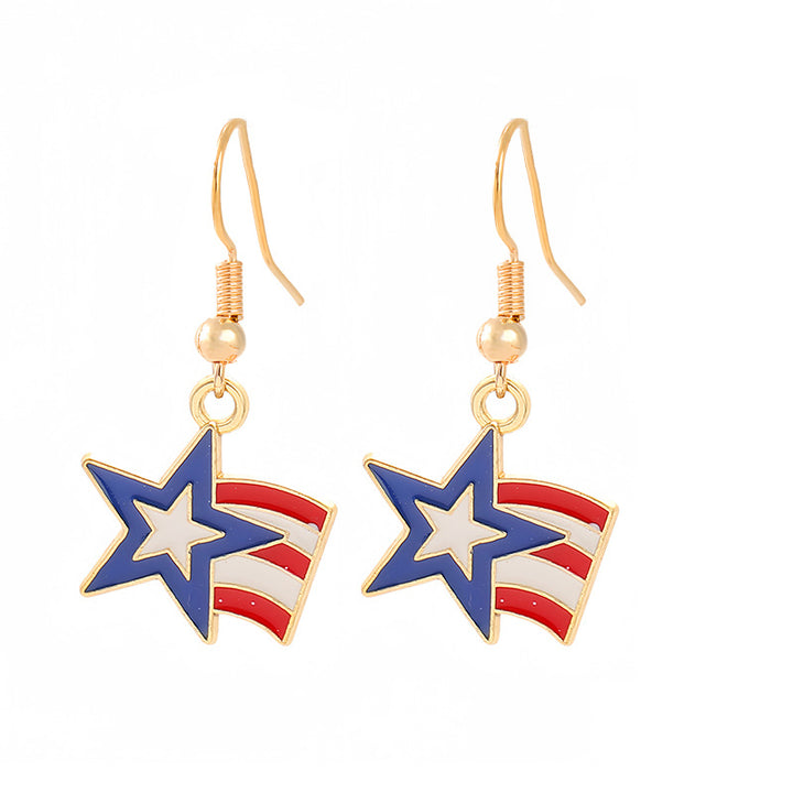 Women's nan patriotic horseshoe enamel dangle earrings with star-accented design and fishhook findings Bowlift