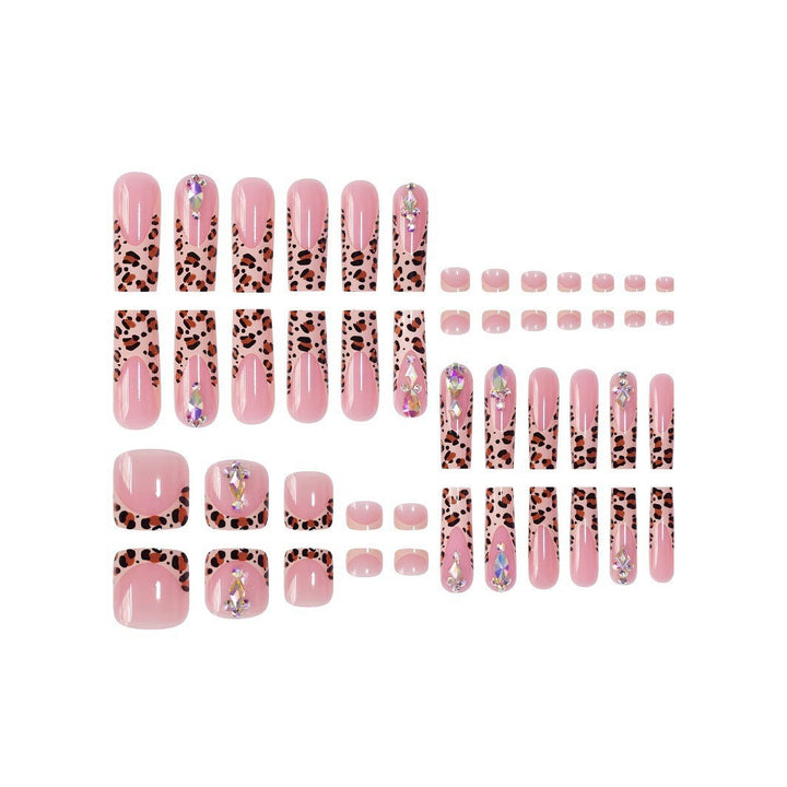 Artistic 3D Decorative Press-On Nail Set with Animal Print Accents Bowlift