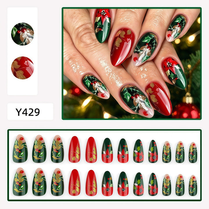 Artificial Nail Set with Festive Design Bowlift