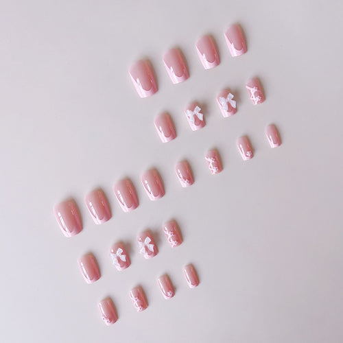 Artificial nail set with filigree 3D flowers and bows Bowlift
