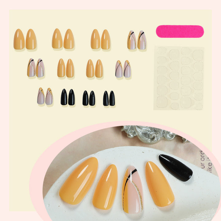Acrylic Nail Set with Creative Gradient and Elegant Lines Bowlift