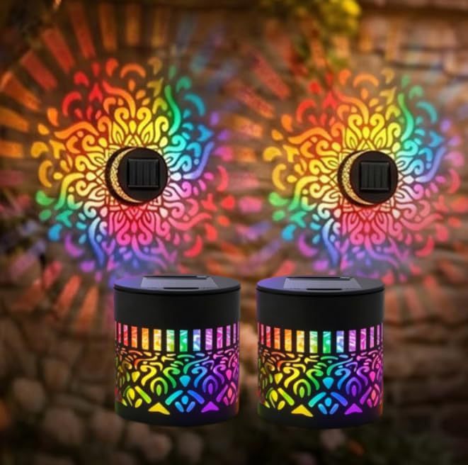 Decorative Solar RGB Mandala Projection Wall And Stake Garden Light Bowlift