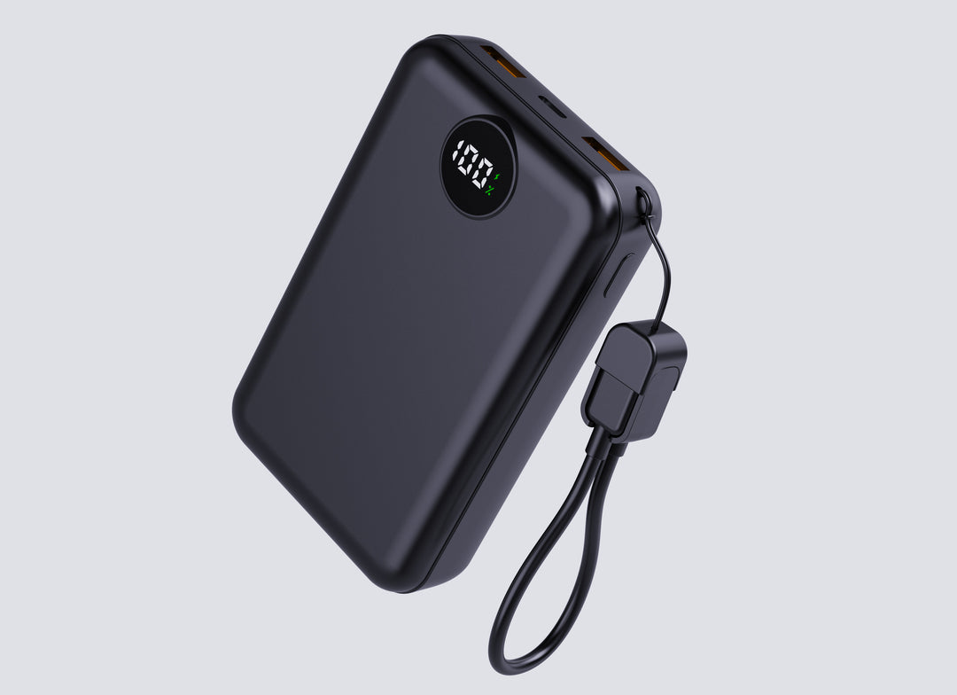 Portable power bank with integrated digital display and intelligent charging function Bowlift