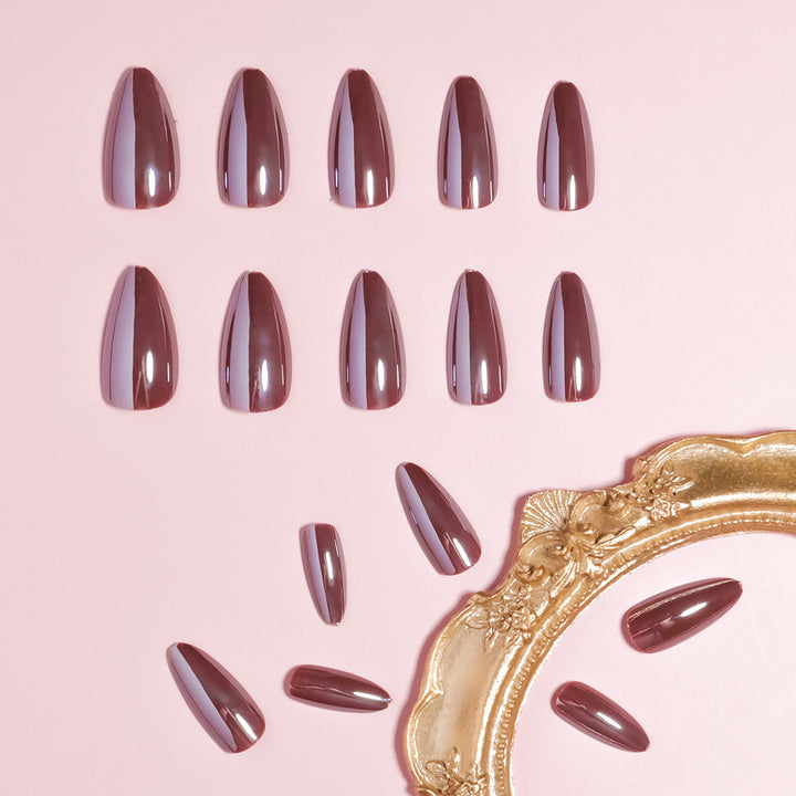Glossy Stiletto Press-On Nail Set with Unique Design Bowlift