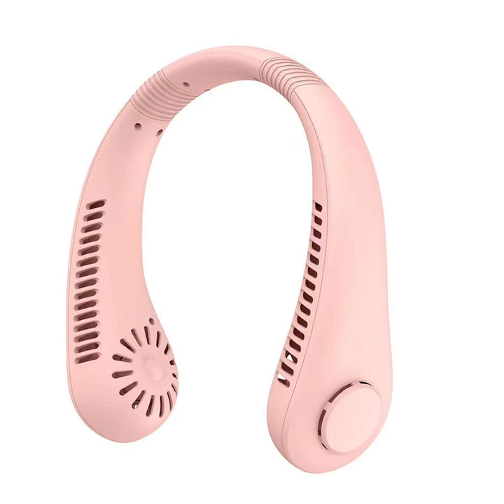 Cooling hands-free wearable neck cooling band with dual brushless vortex vents Bowlift