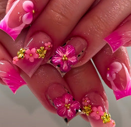 Creative 3D Bow and Pearl Nail Extensions Bowlift