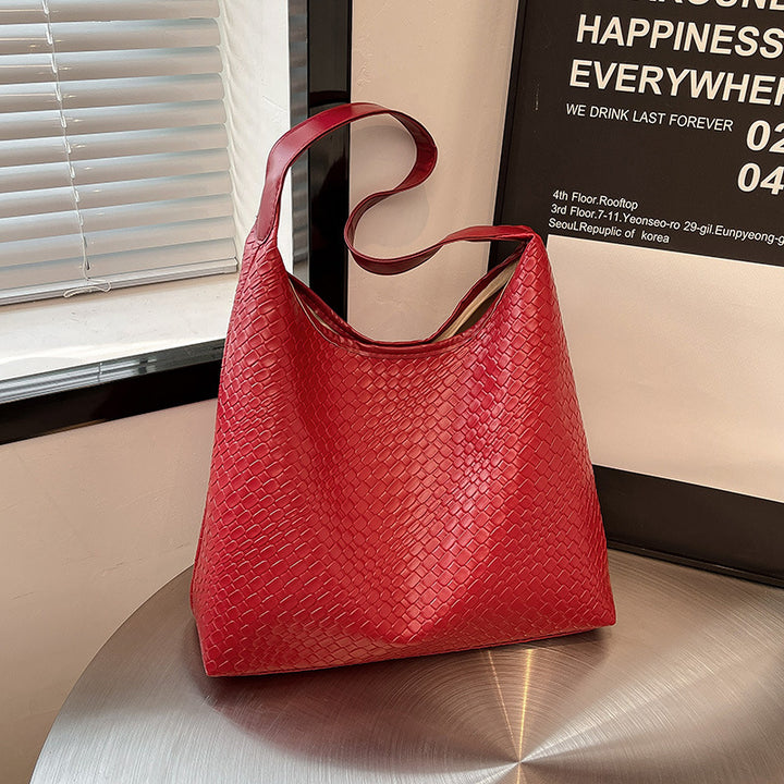 Woven Leather Shoulder Bag Bowlift