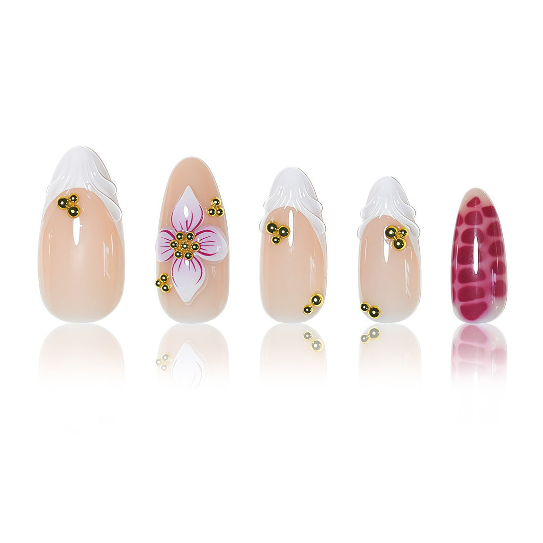Artistic 3D Floral Design Press-On Nails Bowlift