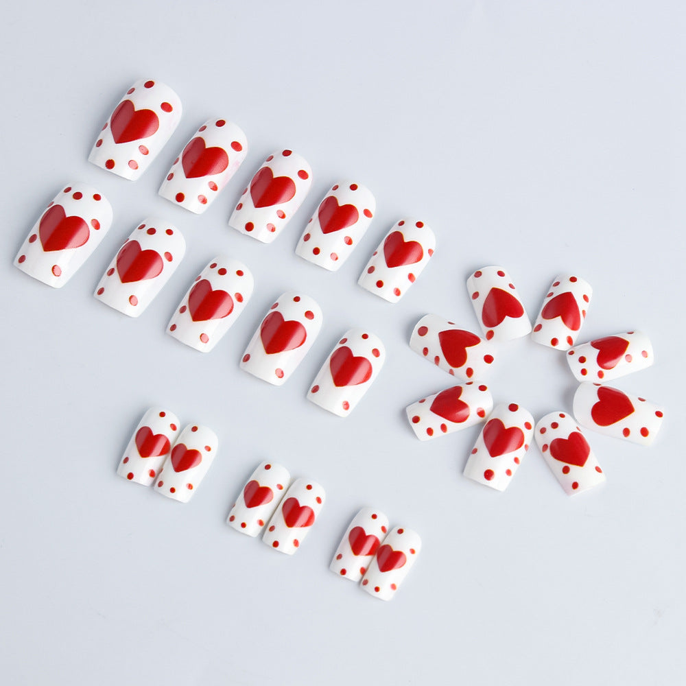 Heart-Embellished Press-On Nail Art Set Bowlift
