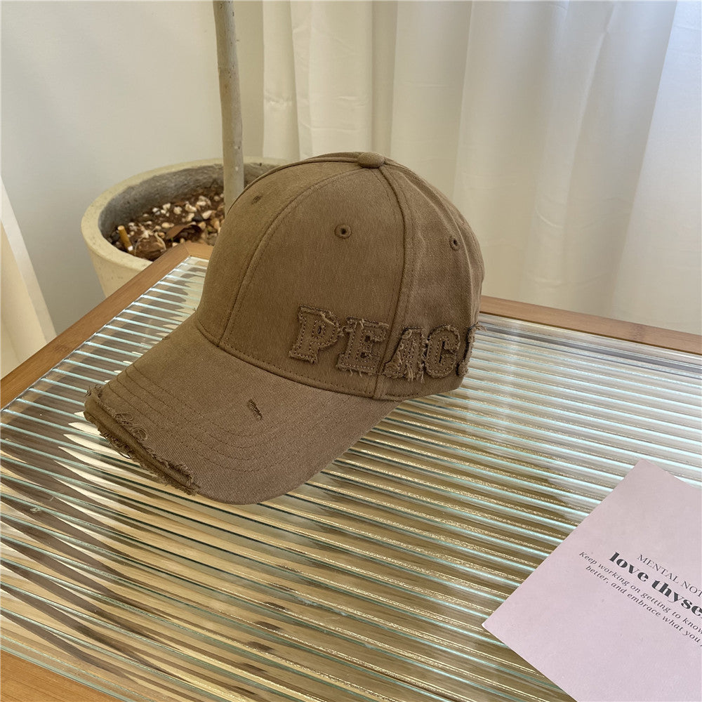 Women's Distressed Graphic Peace Baseball Cap Bowlift