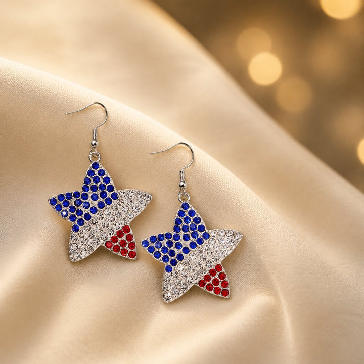 Women's Statement Earrings made of enamel with star and stripe motif and crystal embellishment Bowlift