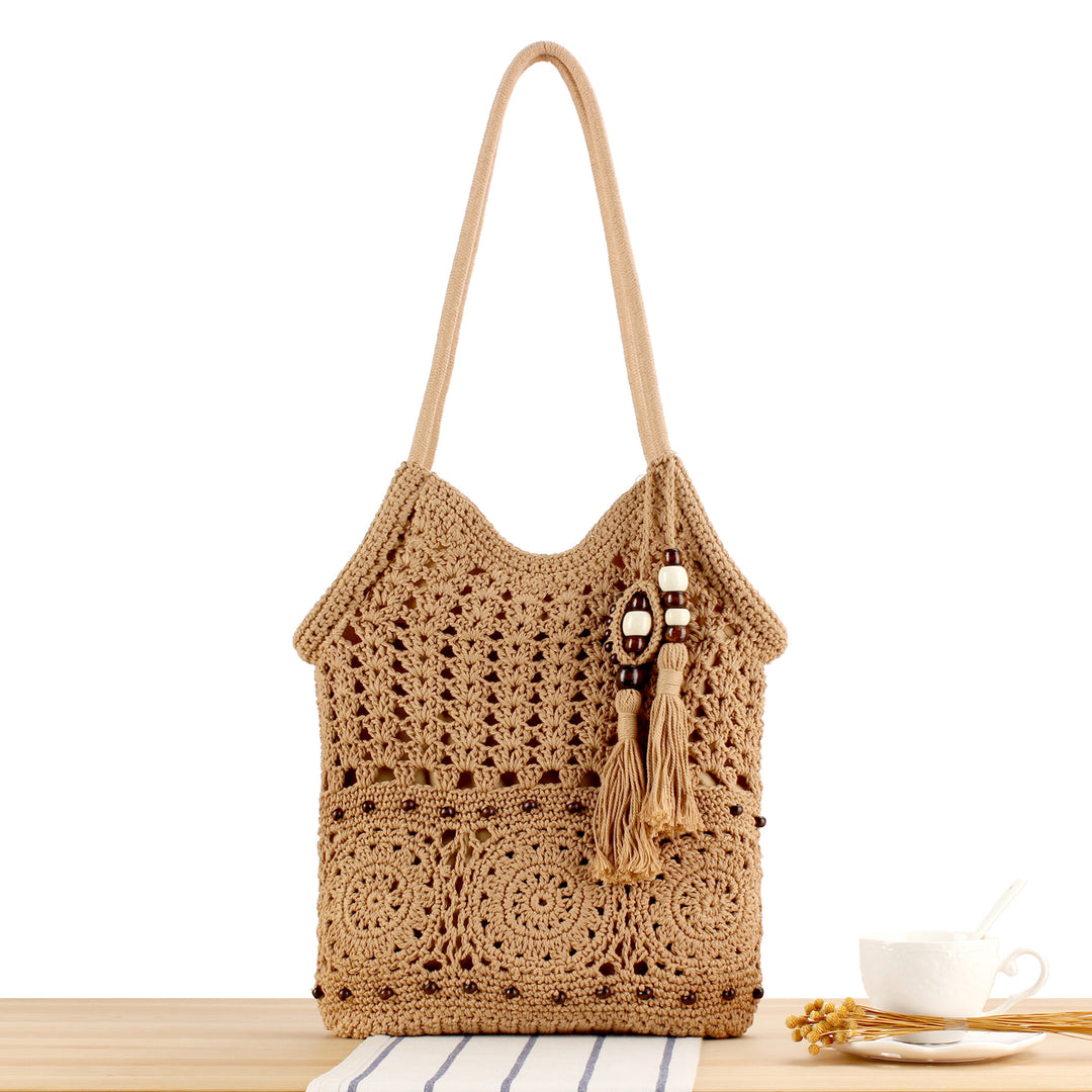 Handmade Macramé Tote Bag with Floral Crochet Work Bowlift