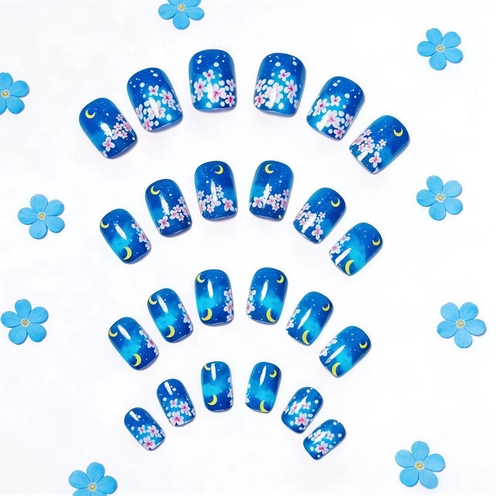 Artistic Night Sky Floral Nail Art Bowlift