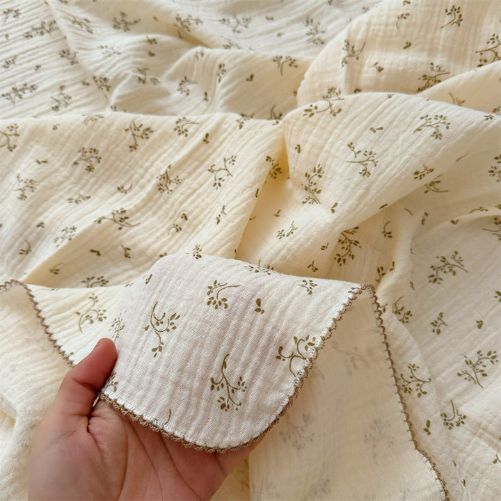 Women's Cozy Cotton Blanket with Floral Design Bowlift