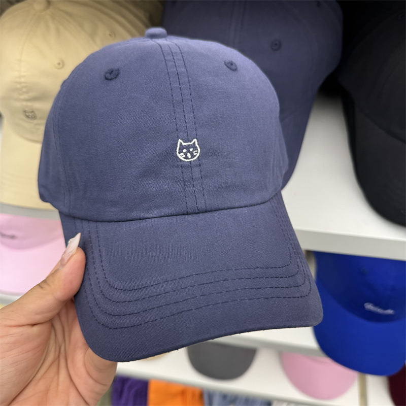 Women's Cat-Embroidered Cotton Baseball Cap Bowlift
