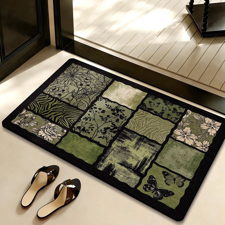Decorative Botanical-Themed Floor Mat