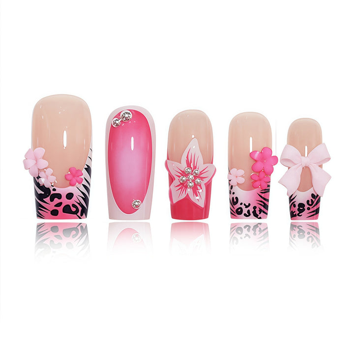 Artistic Floral Press-On Nail Art Set Bowlift