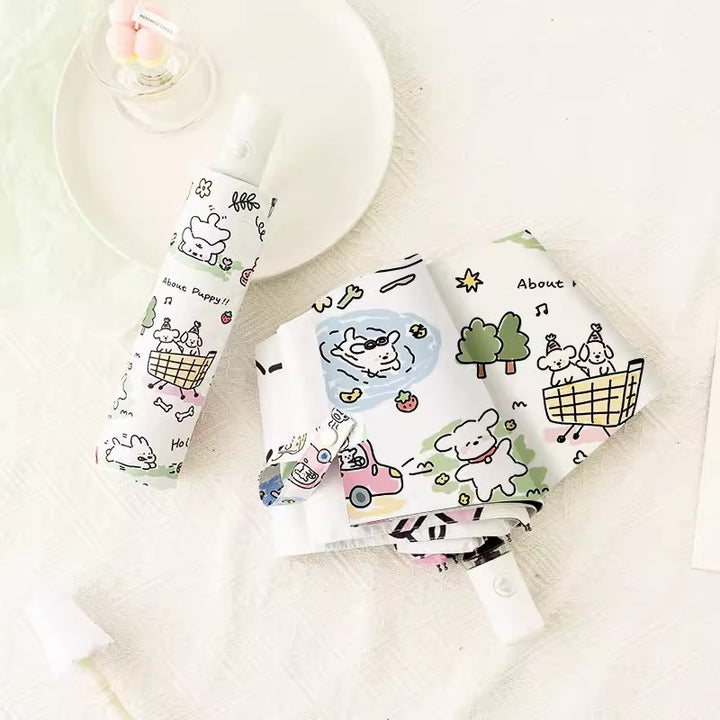Women Automatic Mini Umbrella with Vibrant Animal Design Bowlift