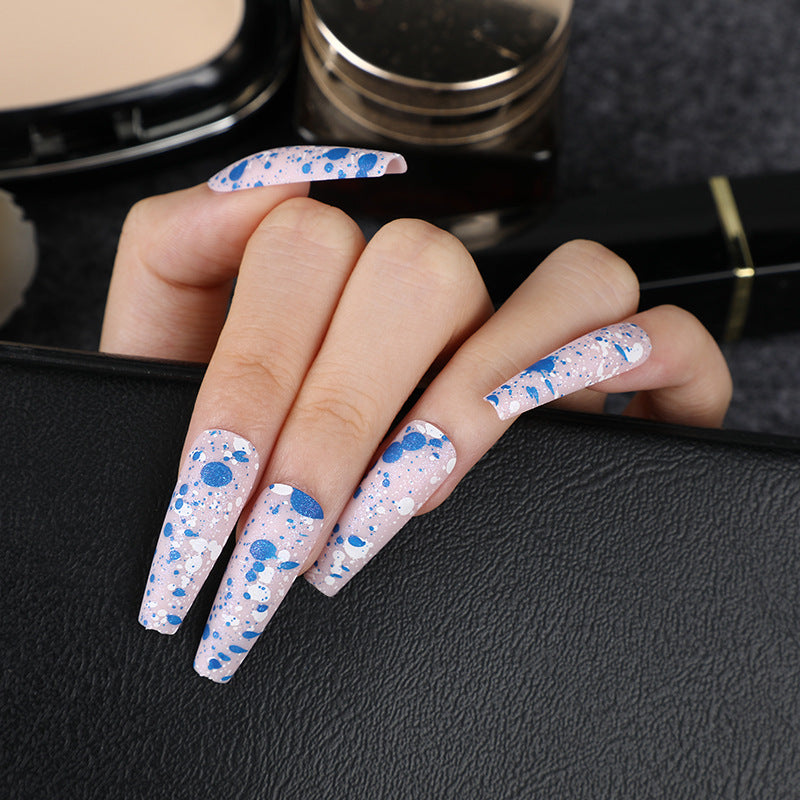 Artistic splatter design artificial nails Bowlift