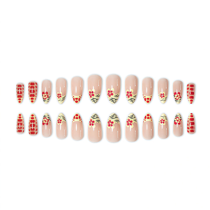 Floral French Tip Nail Art Extensions Bowlift