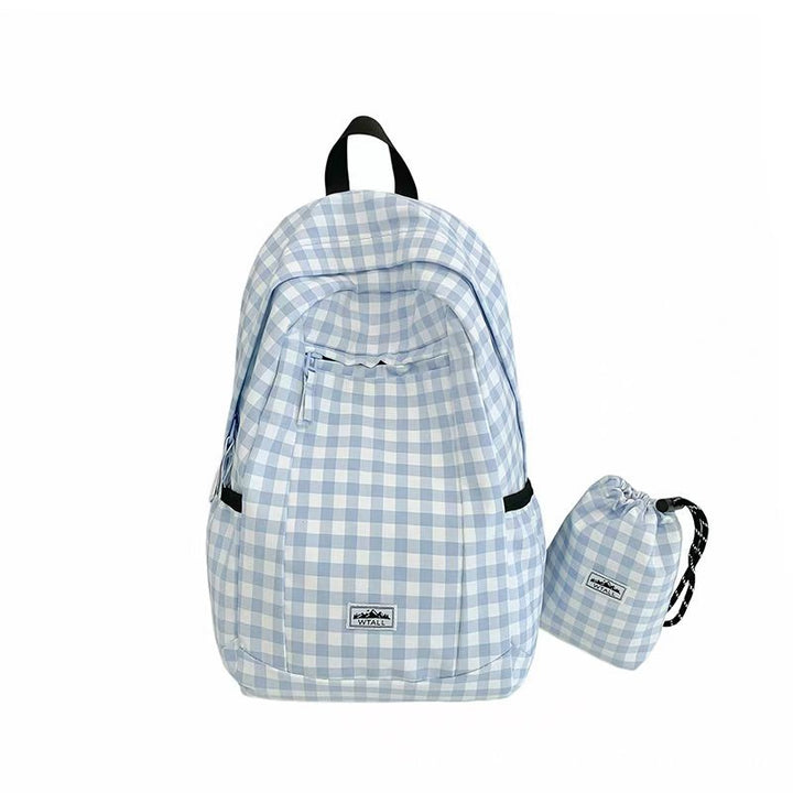 Gingham Patterned Lightweight Backpack Bowlift