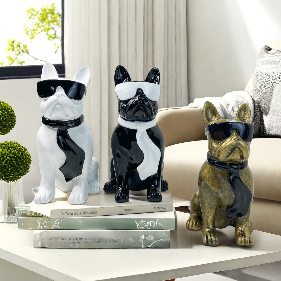 Colorful Bulldog Decoration Figure made of Resin Bowlift