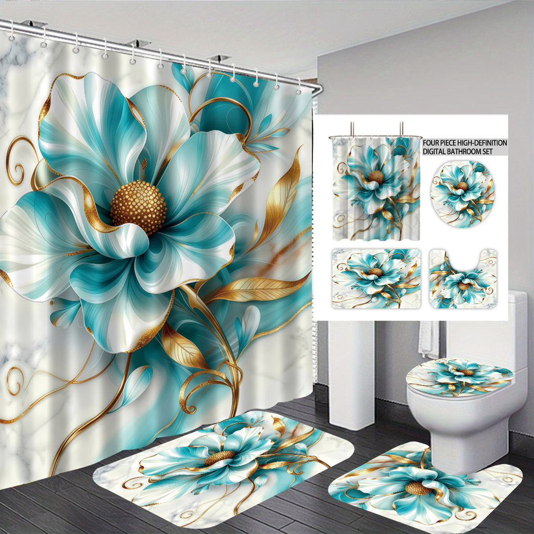 High-Definition Leopard-Themed Four-Piece Bathroom Set Bowlift