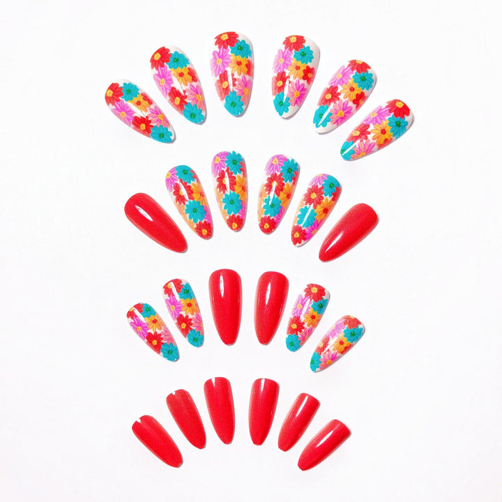 Artificial nails with Lively Flower Design Bowlift