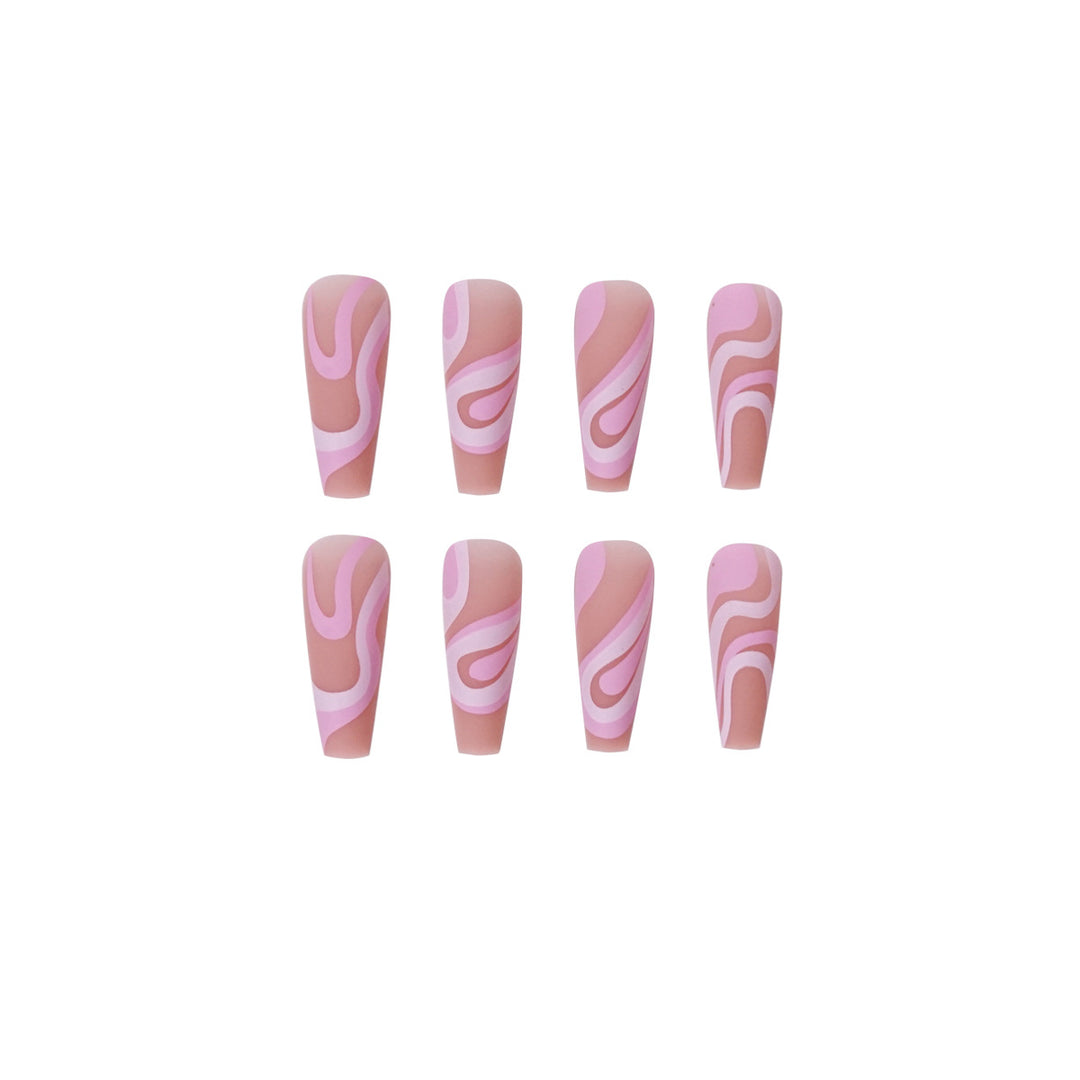 Artificial nail extensions with elegant wave design Bowlift