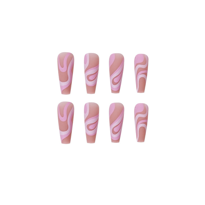 Artificial nail extensions with elegant wave design Bowlift