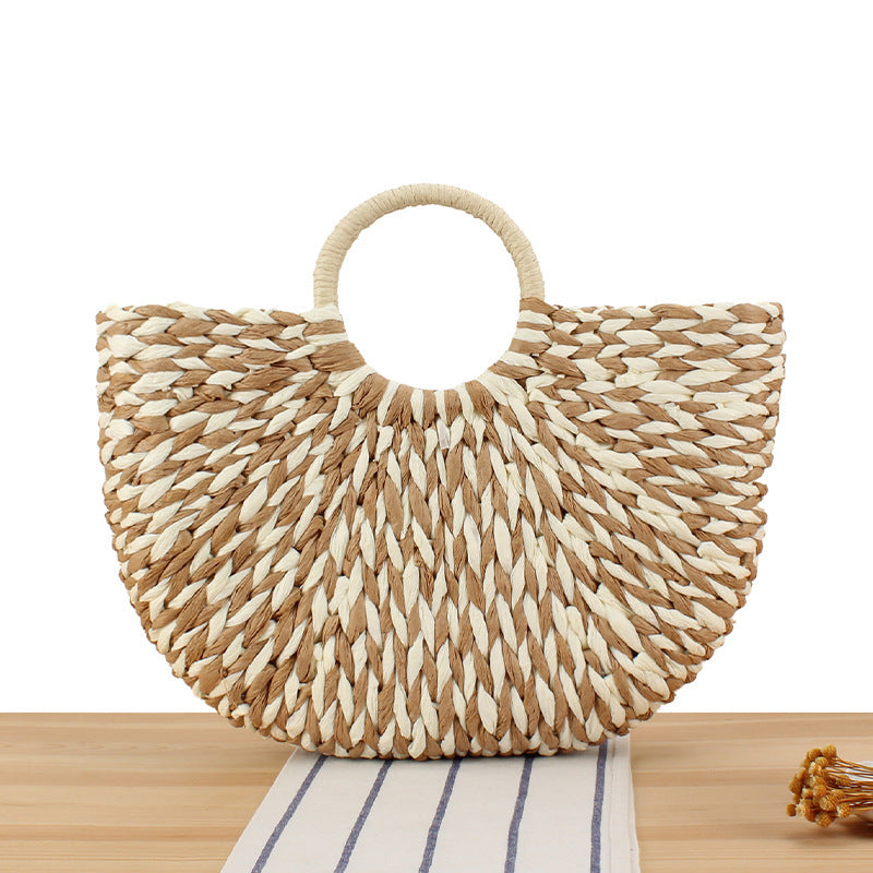 Braided Beach Bag with Ergonomic Handle Bowlift