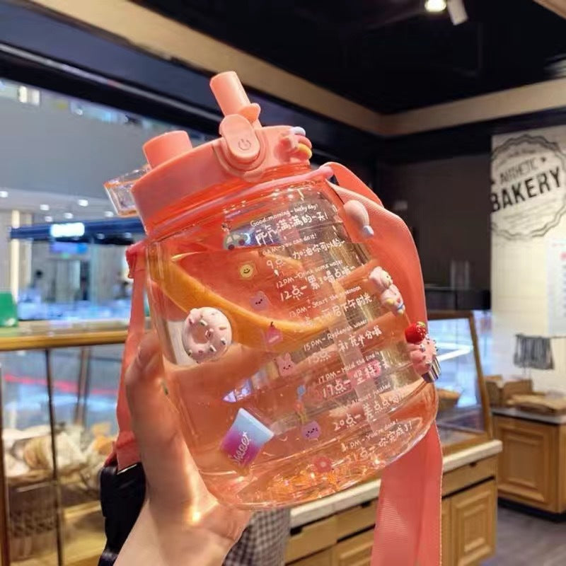 Women large motivational water bottle with leak-proof lid system Bowlift