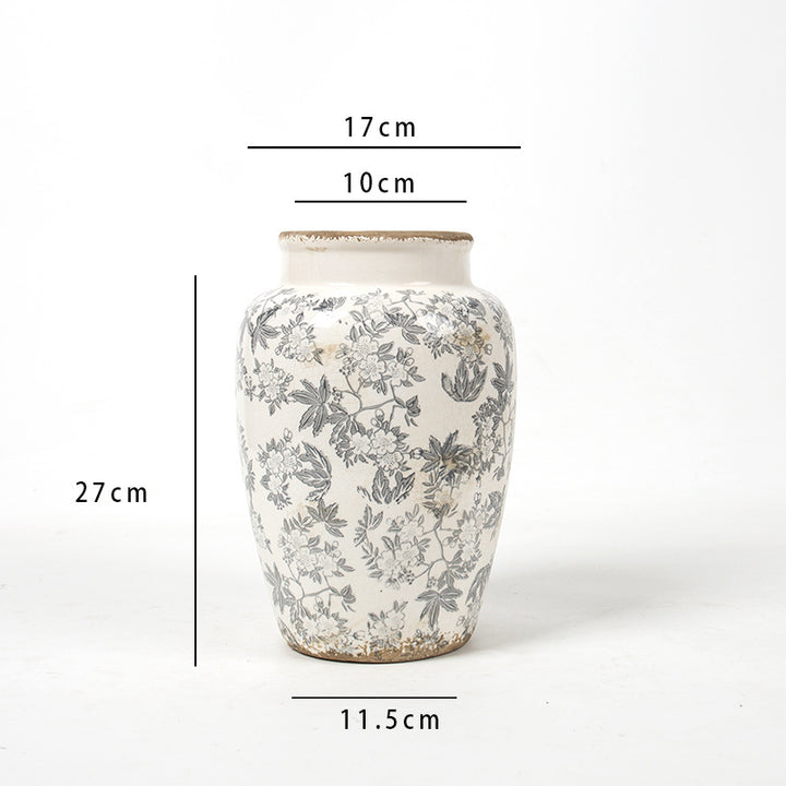 Floral Ceramic Vase with Artistic Design Bowlift