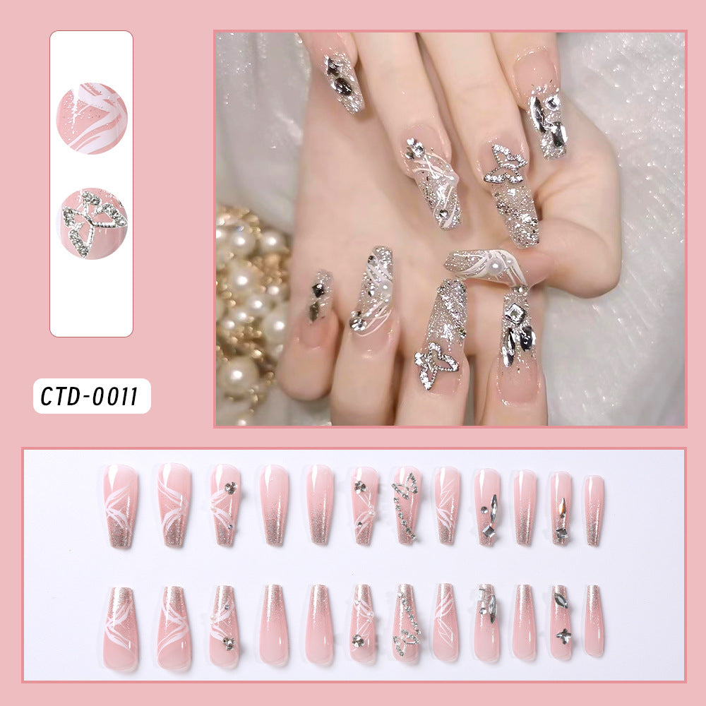 Glamorous Crystal-Embellished Press-On Nail Set Bowlift