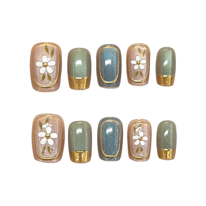 Floral Accent Press-On Nail Art Set Bowlift