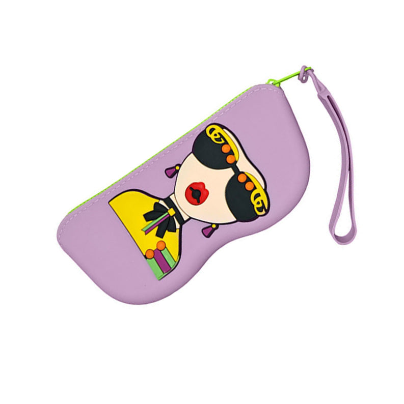Molded silicone protective sunglasses case with paracord wrist strap and 3D floral eyewear applique Bowlift
