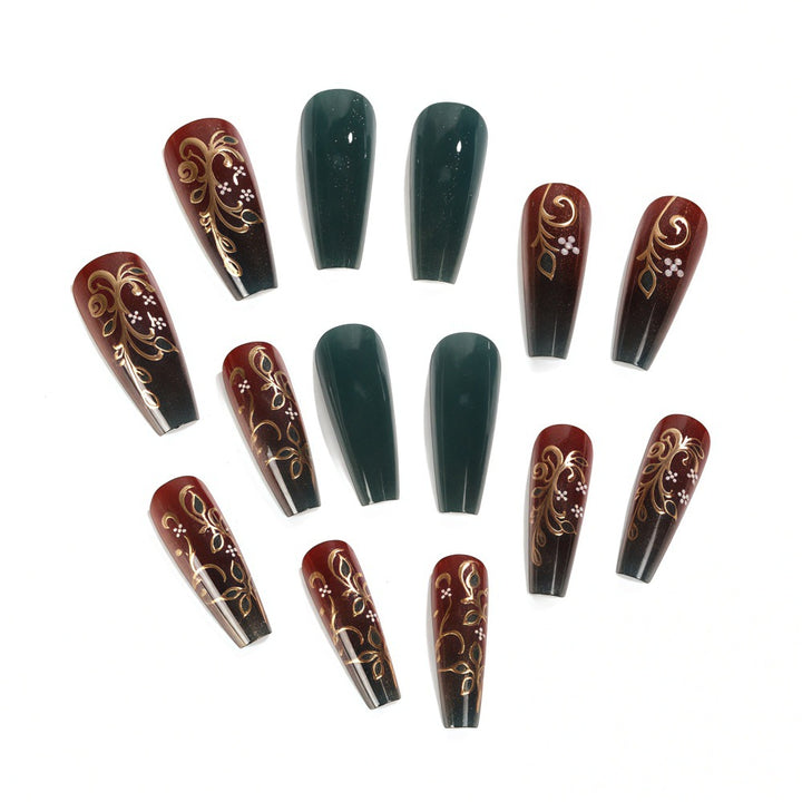 Artificial nails with elegant floral design Bowlift
