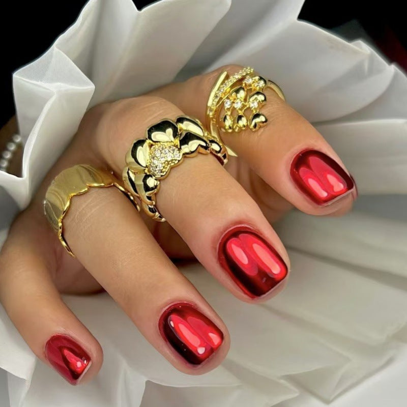 Glossy Metallic Press-On Nail Set Bowlift